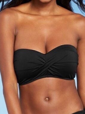 KONA SOL Twist Ruched Bandeau Bikini Top Sz L NWT